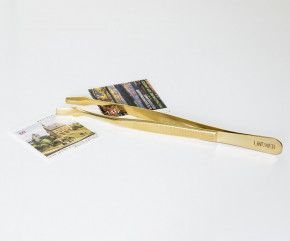 LINDNER Pinzette, vergoldet, 120 mm, mit gebogenen Schaufeln - SONDEREDITION