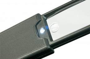 Lindner LED-Taschen-Leuchtlupe mit herausschiebbarer Linse, Vergrößerung 2,5x, mit UV-LED und LED-Taschenlampe
